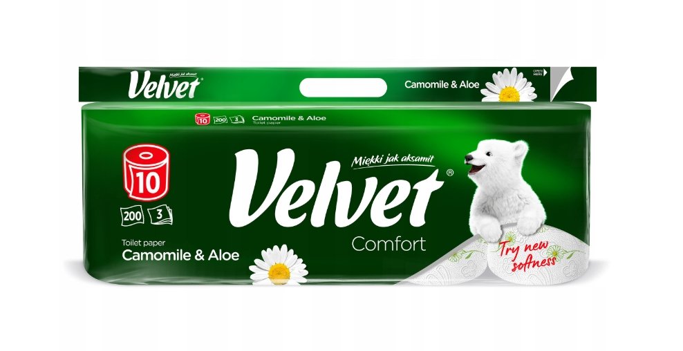 Valvet Papier toaletowy 3-warstwowy Camomile & Aloe, 10 rolek