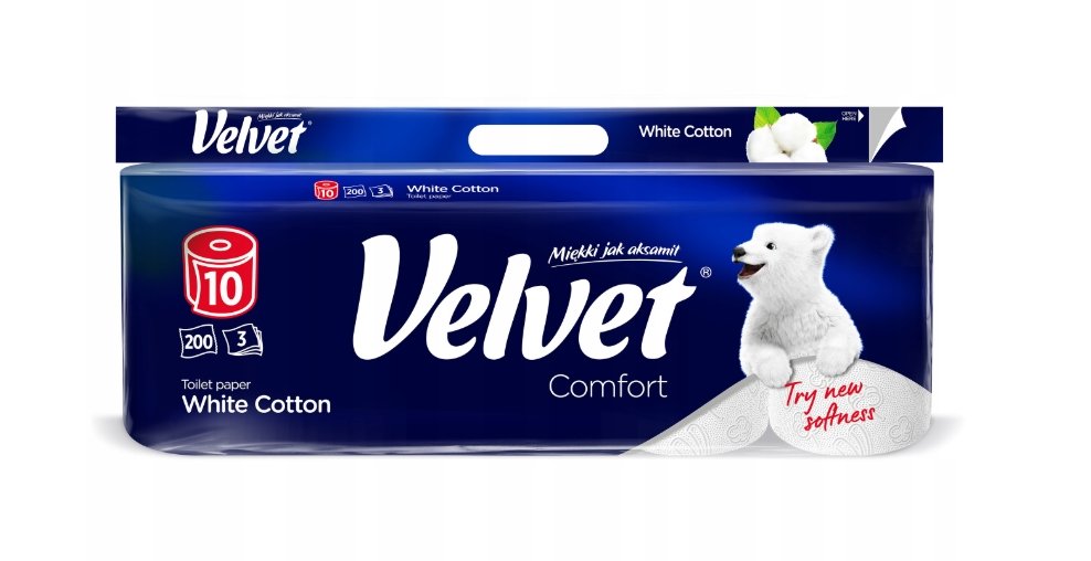 Valvet Papier toaletowy 3-warstwowy White Cotton, 10 rolek