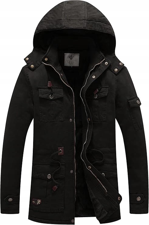 KURTKA MĘSKA ZIMOWA PARKA Z KAPTUREM CIEPŁA PODSZEWKA r. S WENVEN CZARNA