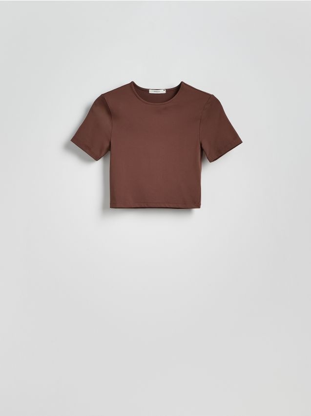 Reserved - Krótki t-shirt - ciemnobrązowy