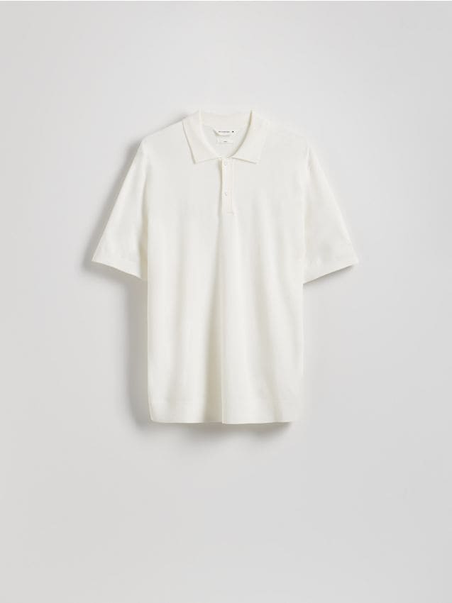Reserved - Sweter polo z wiskozą - biały