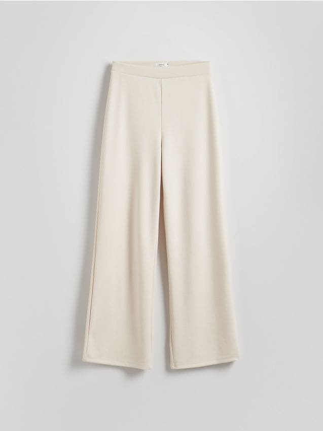 Reserved - Luźne spodnie z wiskozą - kremowy