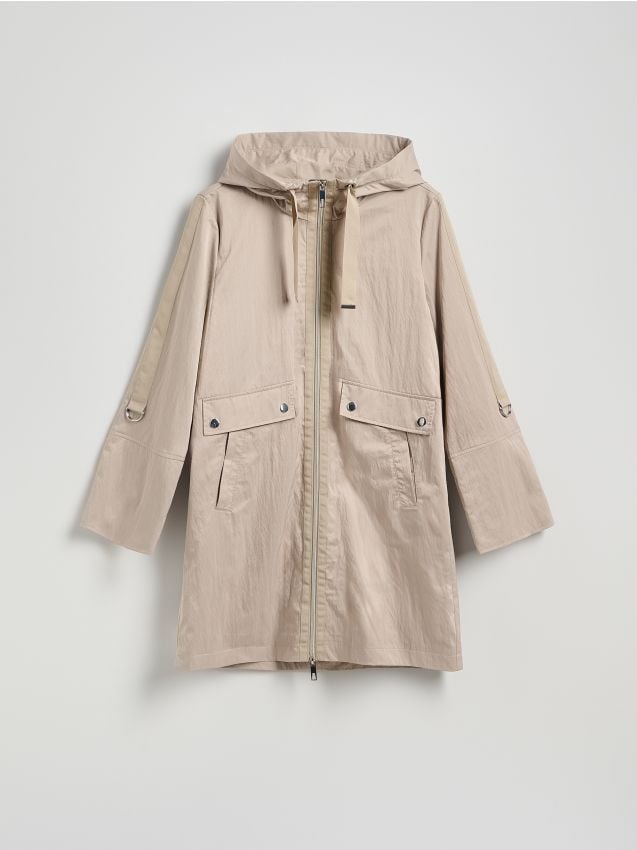 Reserved - Wodoodporna parka oversize - beżowy