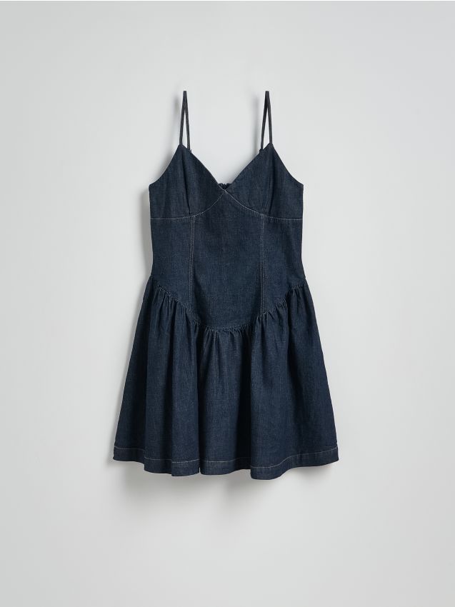 Reserved - Jeansowa sukienka mini - granatowy