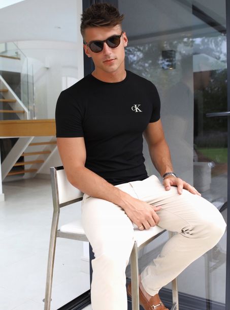 Koszulka Męska Calvin Klein Czarna haft CK, IDEALNY PREZENT DLA NIEGO hit M