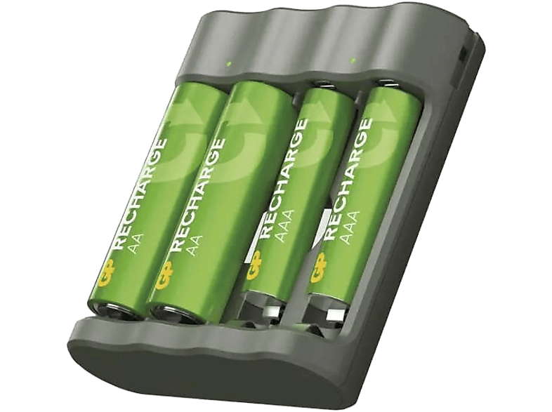 Ładowarka akumulatorów NiMH GP B441 + 2 akumulatory AA 1300 mAh AAA 650 Szary