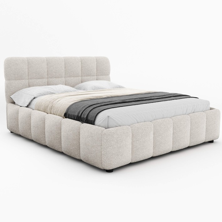 Łóżko tapicerowane 4583G 140x200 Boucle Biały #6