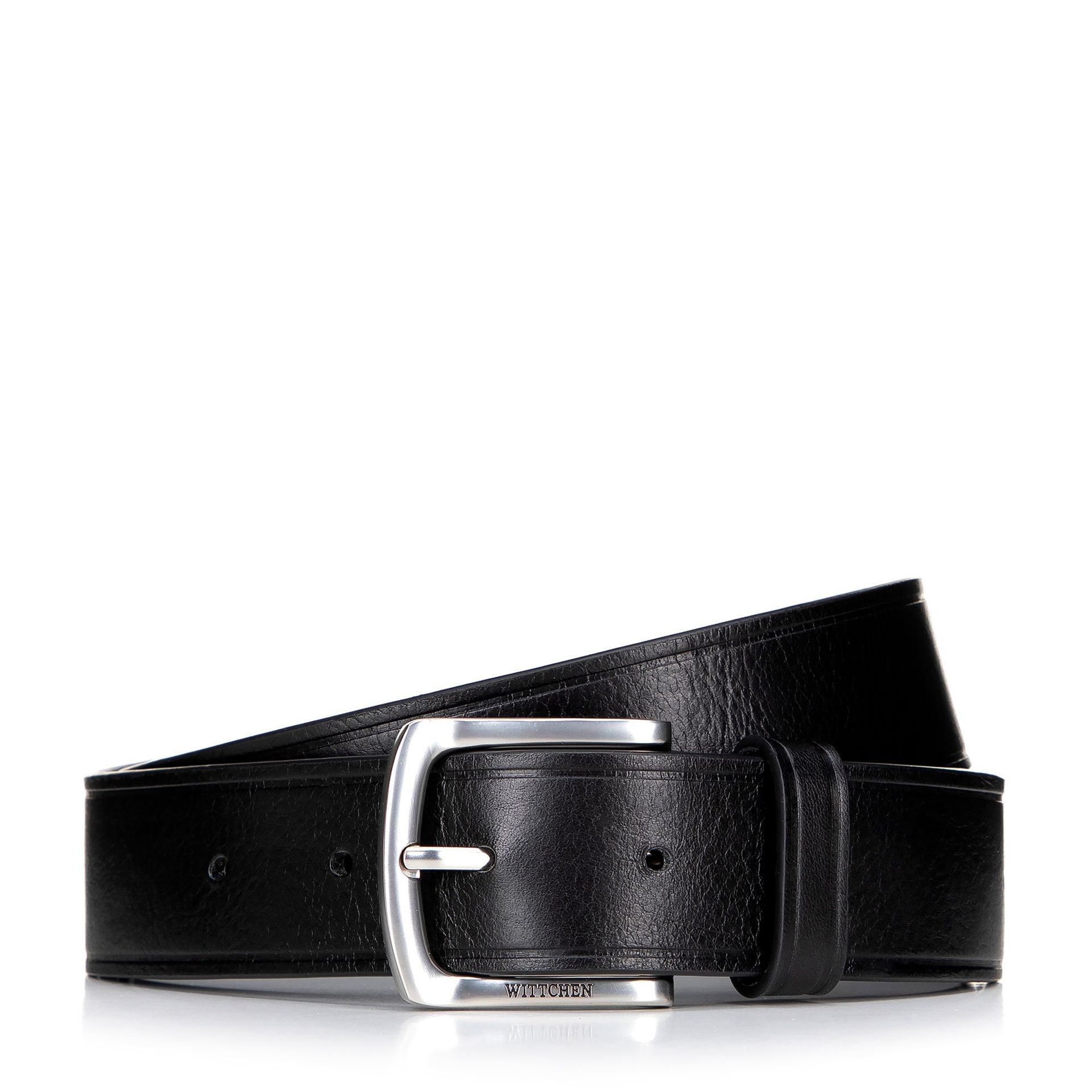 Skórzany pasek z prostokątną klamrą czarny