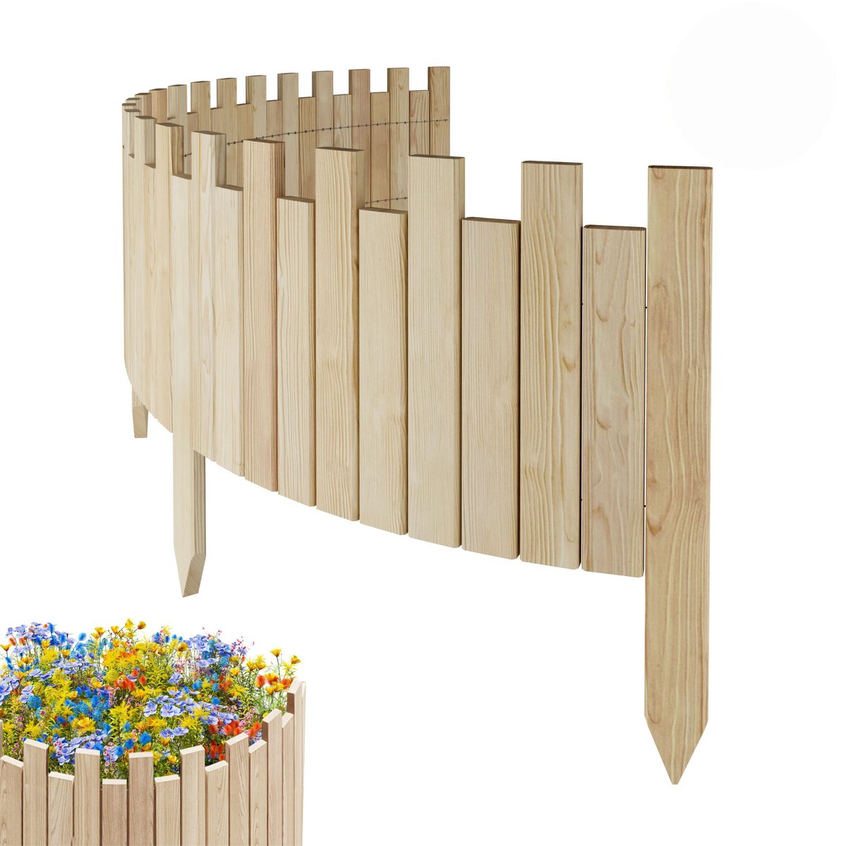 Floranica PŁOTEK OGRODOWY drewniany, elastyczny, obrzeże rabatek, palisada 200 x 30 cm Nieimpregnowany