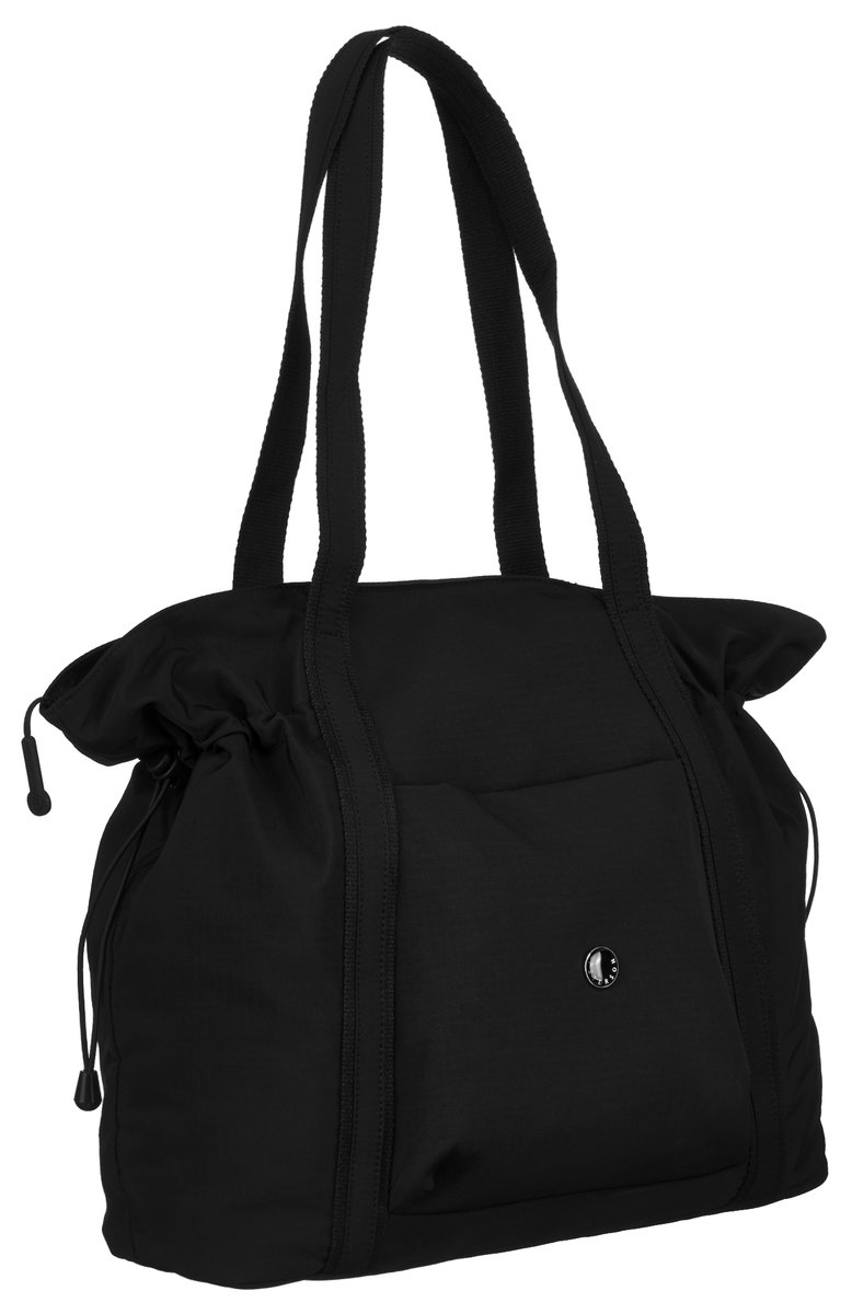 Miejska torebka damska shopper bag na ramię PETERSON czarna duża na suwak funkcjonalna mieści a4 kieszonki troczki wysokie uchwyty
