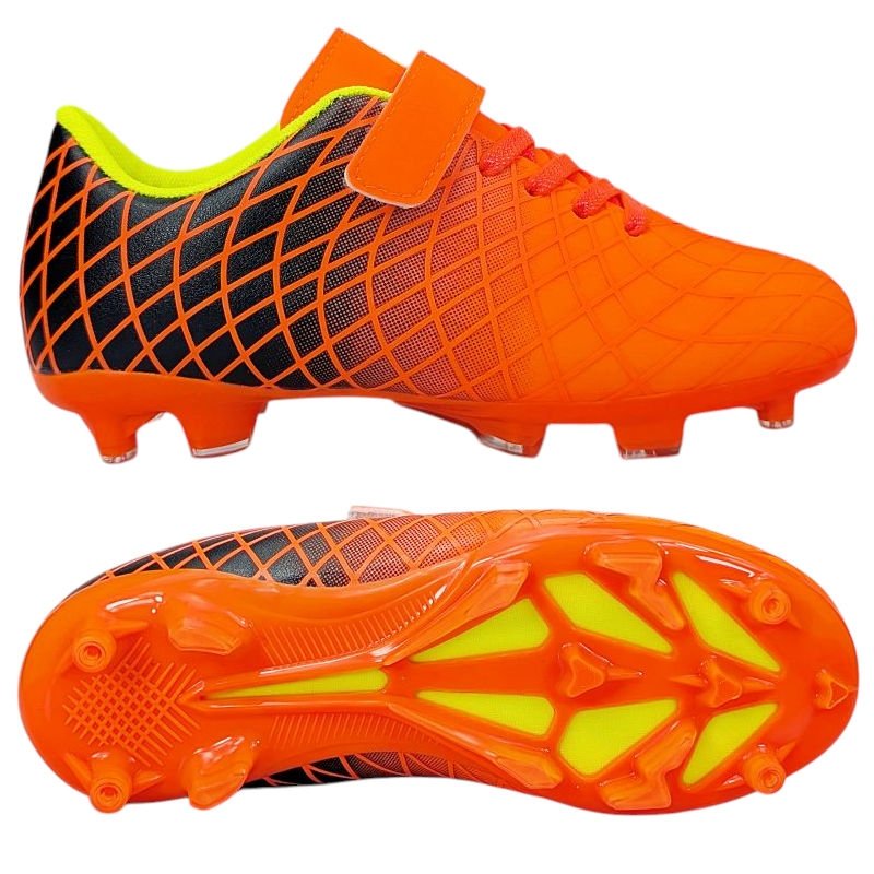 Korki Buty Lanki Do Gry W Piłkę Nożną Na Rzepy Wygodne Lekkie Modne Sportowe Piłkarskie Dziecięce Pendine Pomarańczowe 37