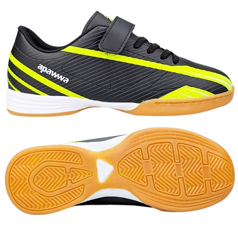 Halówki Buty Halowe Do Gry W Piłkę Nożną Wygodne Lekkie Na Rzepy Modne Piłkarskie Dziecięce Morval Czarne 32