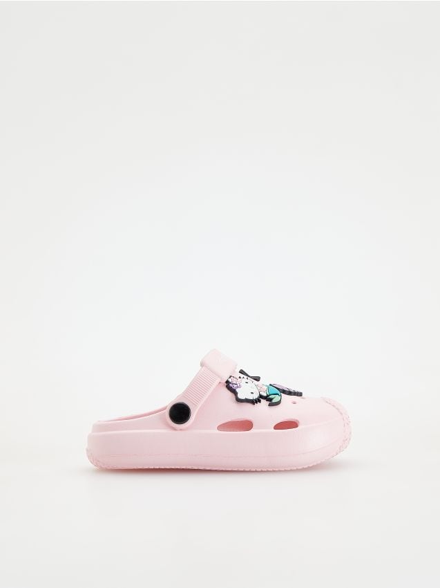 Reserved - Gumowe sandały z przypinkami Hello Kitty - pastelowy róż