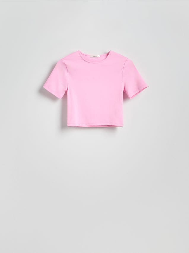 Reserved - Krótki t-shirt - różowy
