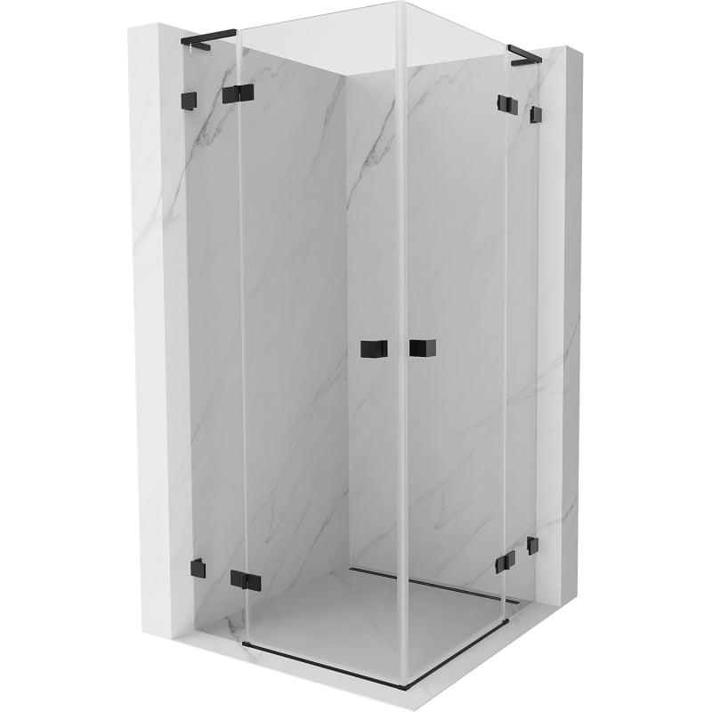 Mexen Lunar L Duo kabina prysznicowa uchylna 90 x 90 cm, transparent, czarna - 834L-090L-090P-70-00