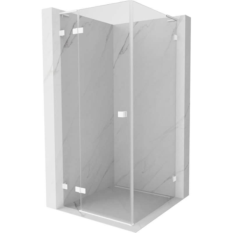 Mexen Lunar L kabina prysznicowa uchylna lewa 100 x 100 cm, transparent, biała - 834L-100-100-20-00-L