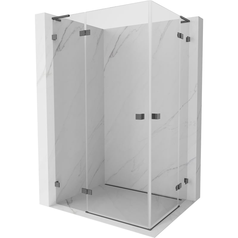 Mexen Lunar L Duo kabina prysznicowa uchylna 105 x 85 cm, transparent, gun gray szczotkowany - 834L-105L-085P-66-00