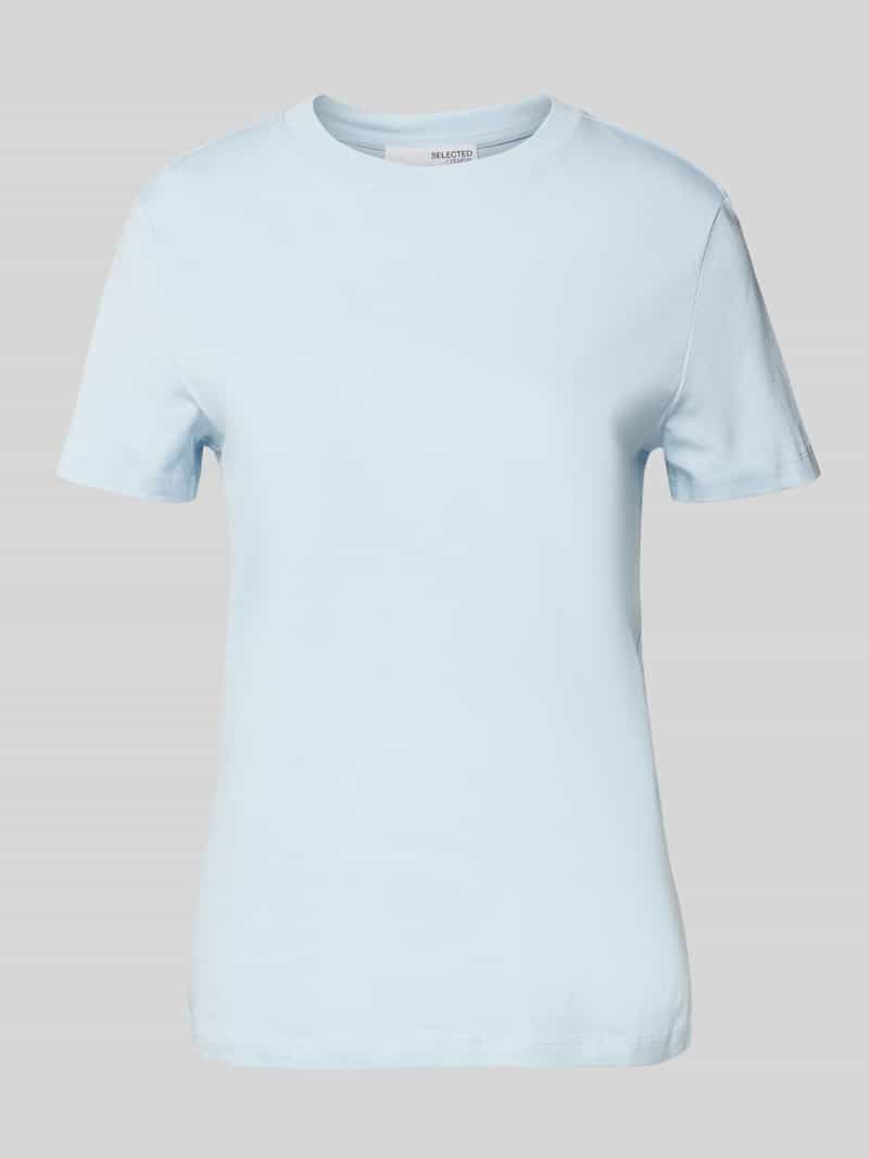 T-shirt z prążkowanym okrągłym dekoltem
