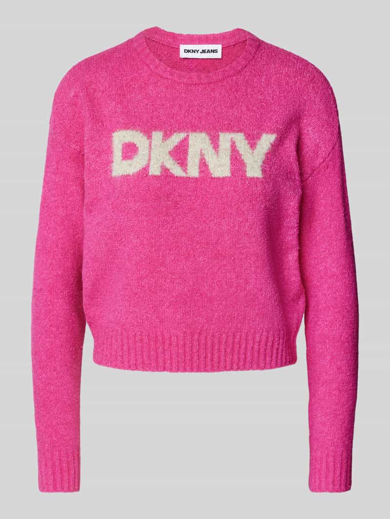 Sweter z dzianiny z nadrukiem z logo