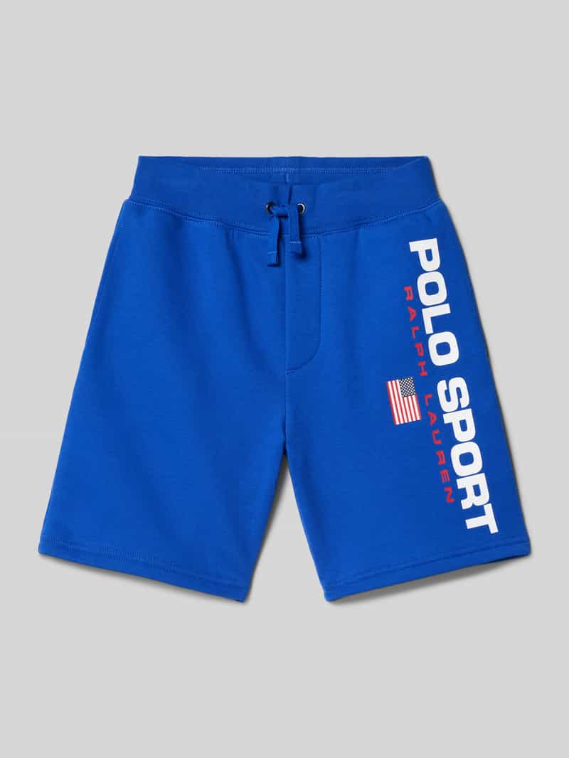 Szorty z dzianiny dresowej o kroju regular fit z nadrukiem z logo