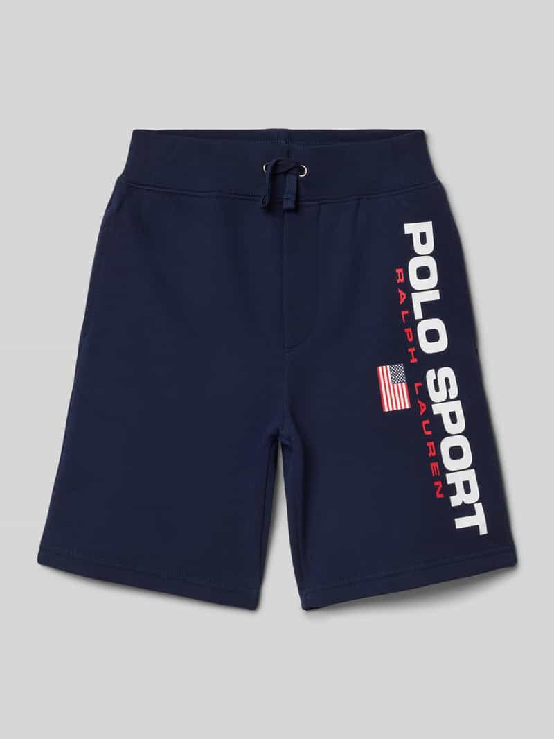 Szorty z dzianiny dresowej o kroju regular fit z nadrukiem z logo