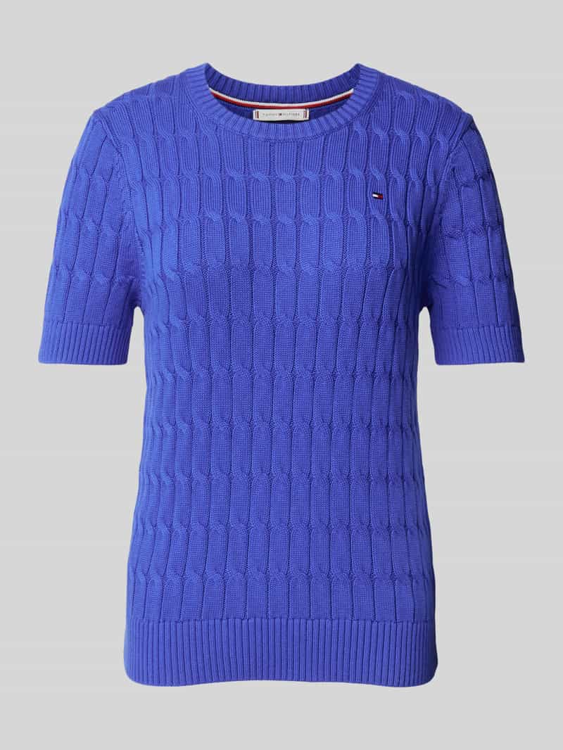 Sweter z dzianiny z wyhaftowanym logo