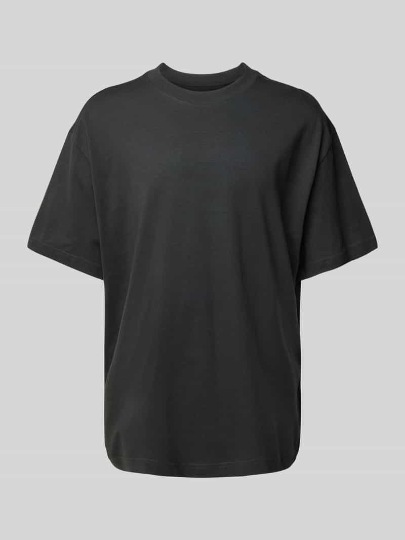 T-shirt o kroju oversized z okrągłym, prążkowanym dekoltem