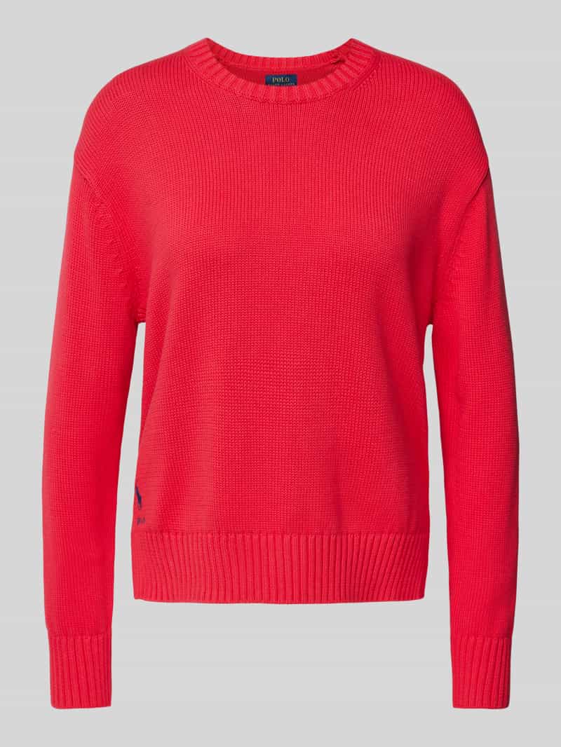 Sweter z dzianiny z wyhaftowanym logo
