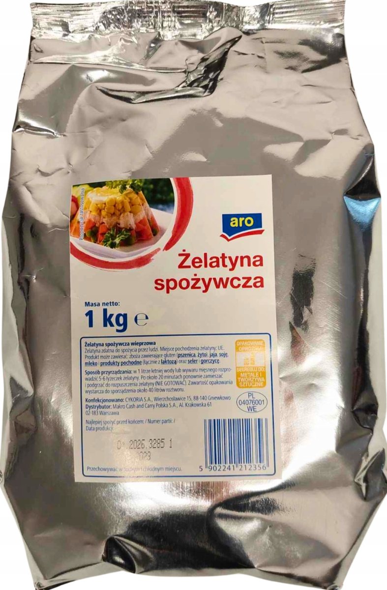 Żelatyna spożywcza 1kg bez przypraw wielkie opakowanie Makro Cash Carry