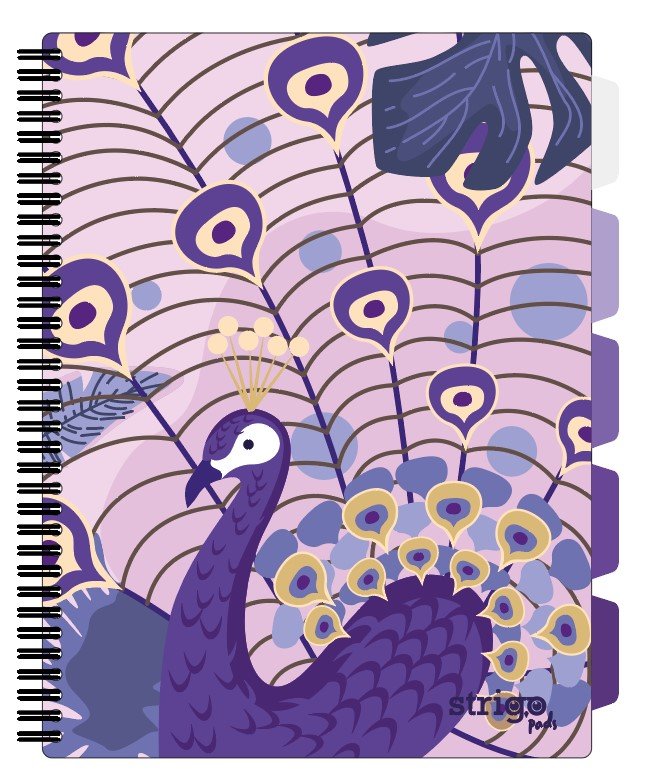 Kołozeszyt STRIGO PADS Project Book A4 kratka Jungla fioletowy