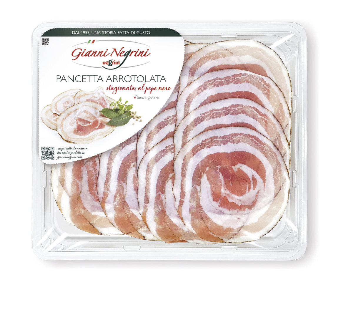 Pancetta Stagionata al pepe nero plastry 110g - Gianni Negrini