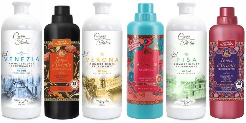 ZESTAW 6 PIĘKNYCH PŁYNÓW CORRI d`ITALIA oraz TESORI d`ORIENTE A