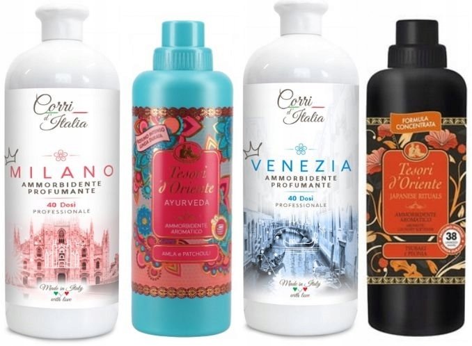 ZESTAW 4 PIĘKNYCH PŁYNÓW CORRI d`ITALIA oraz TESORI d`ORIENTE MAVJ