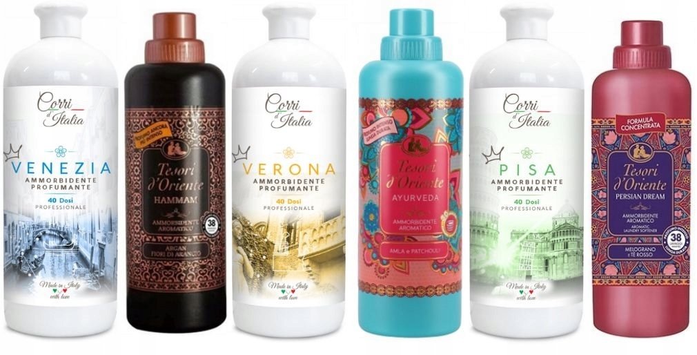 ZESTAW 6 PIĘKNYCH PŁYNÓW CORRI d`ITALIA oraz TESORI d`ORIENTE C