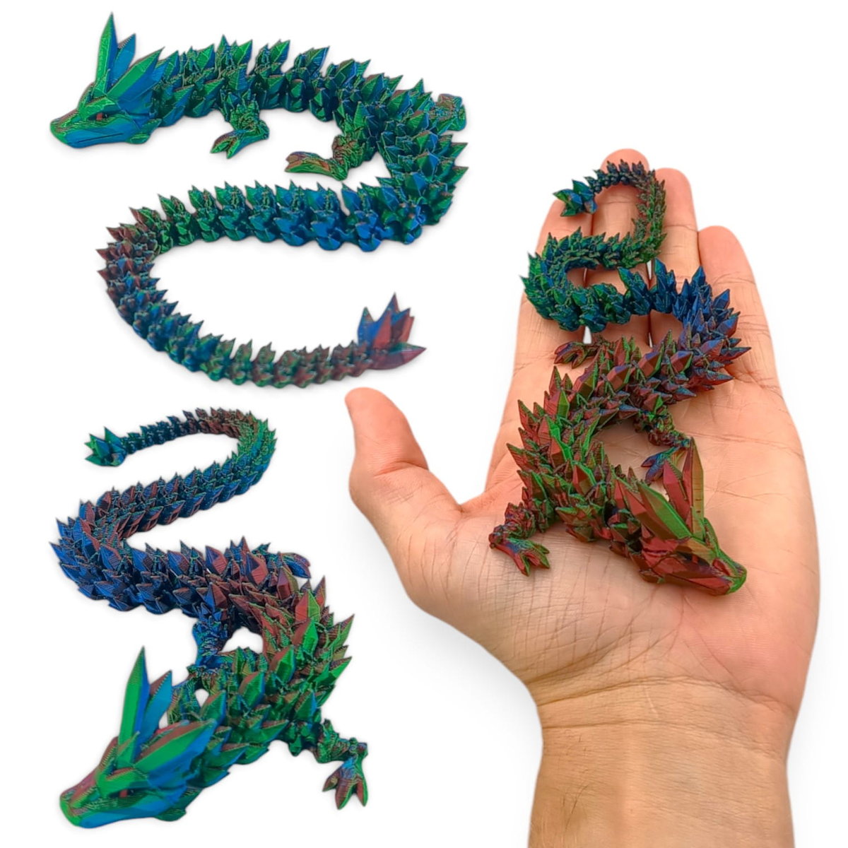 Kryształowy Smok Mini, 30cm Długość, Figurka Przegubowa