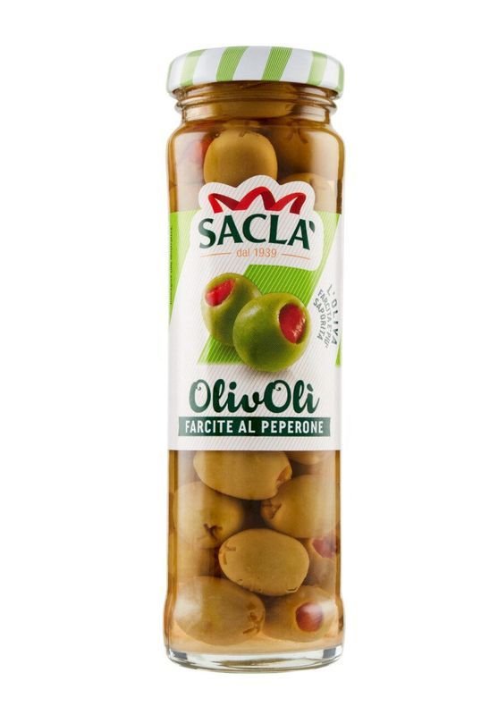 Zielone olwiki w solance nadziewane pastą paprykową 140G - Sacla