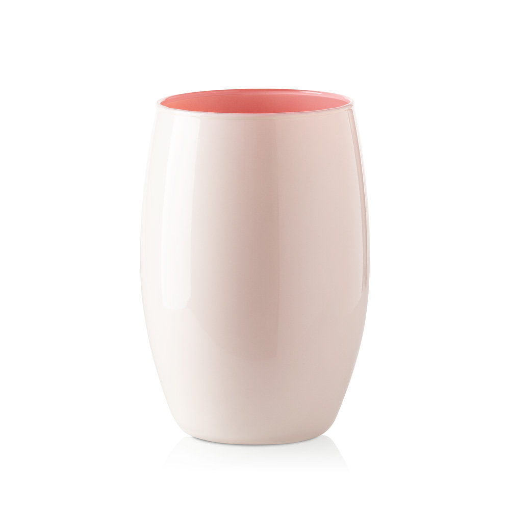 Wazon szklany DUO kremowo różowy 20 cm