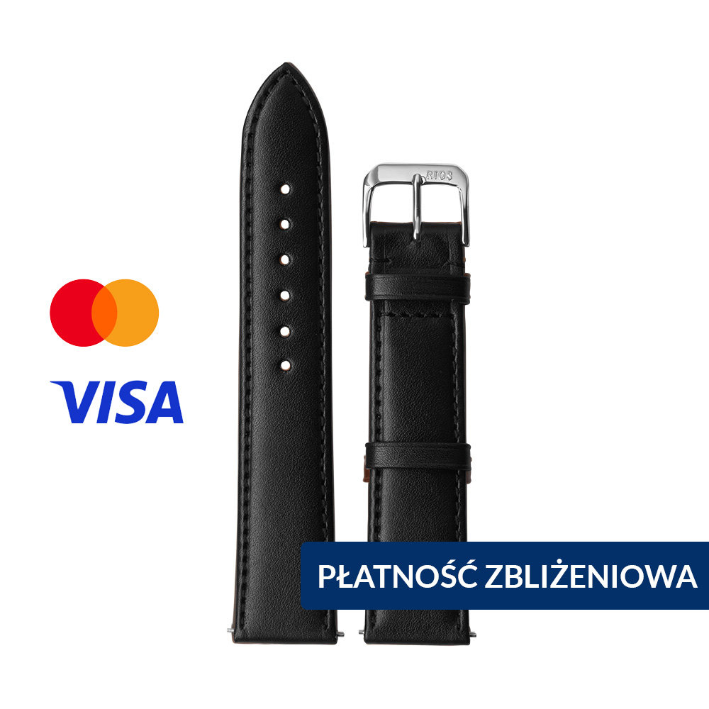 INVIS STRAP TOSCANA BLACK 22mm – Pasek do zegarka z NFC i płatnościami zbliżeniowymi Naturalna skóra cielęca Certyfikat Mastercard i Visa Ręcz..