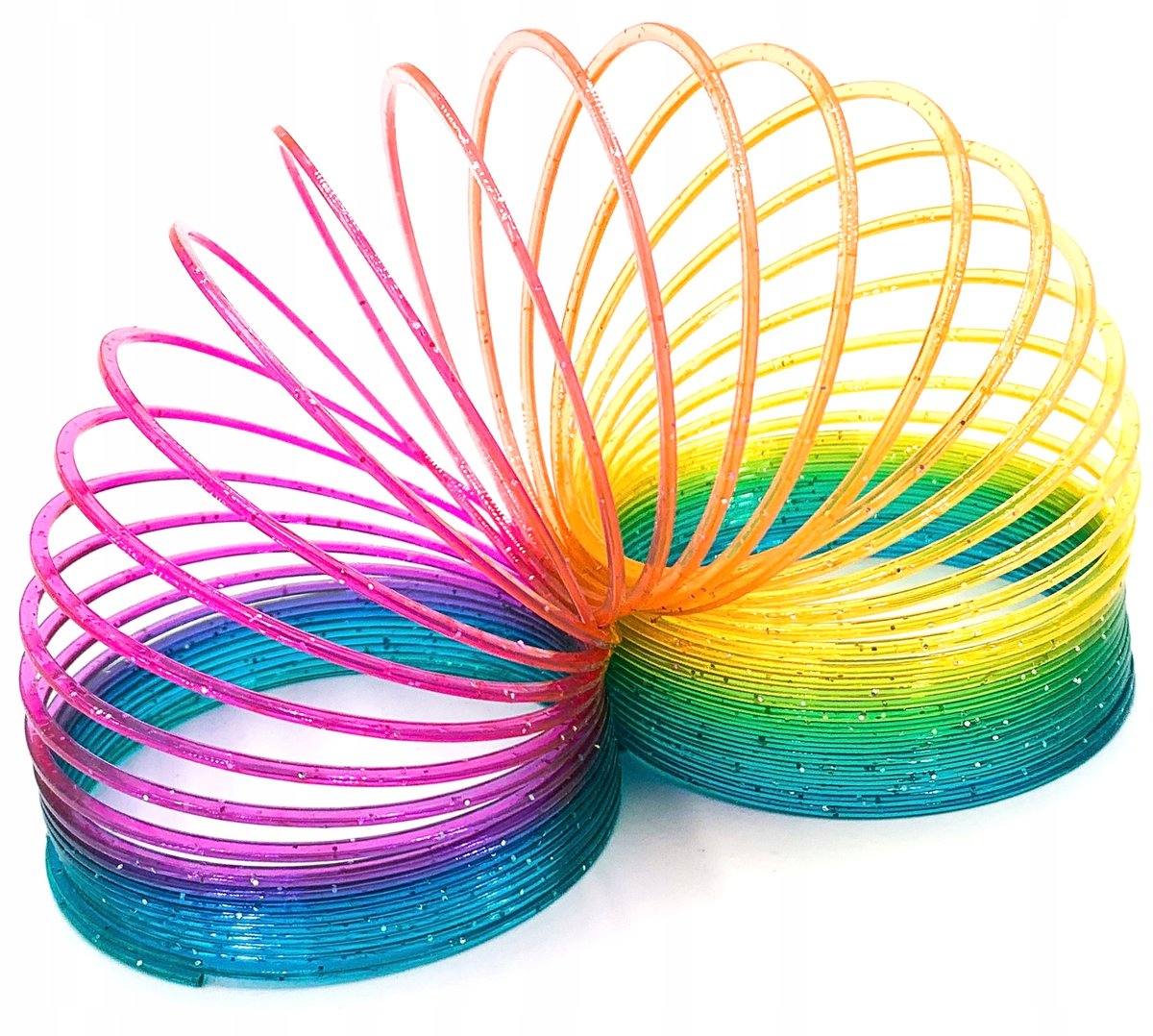 Kolorowa sprężynka slinky sama schodzi po schodach