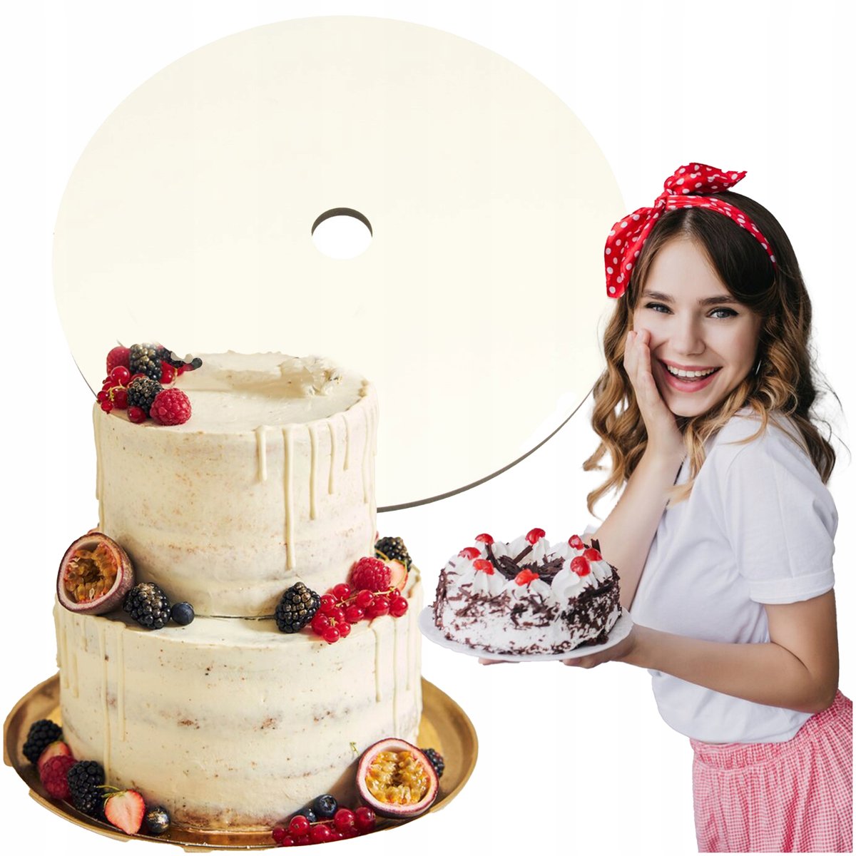 Podkład pod tort piętrowy z OTWOREM cukierniczy okrągły 30cm