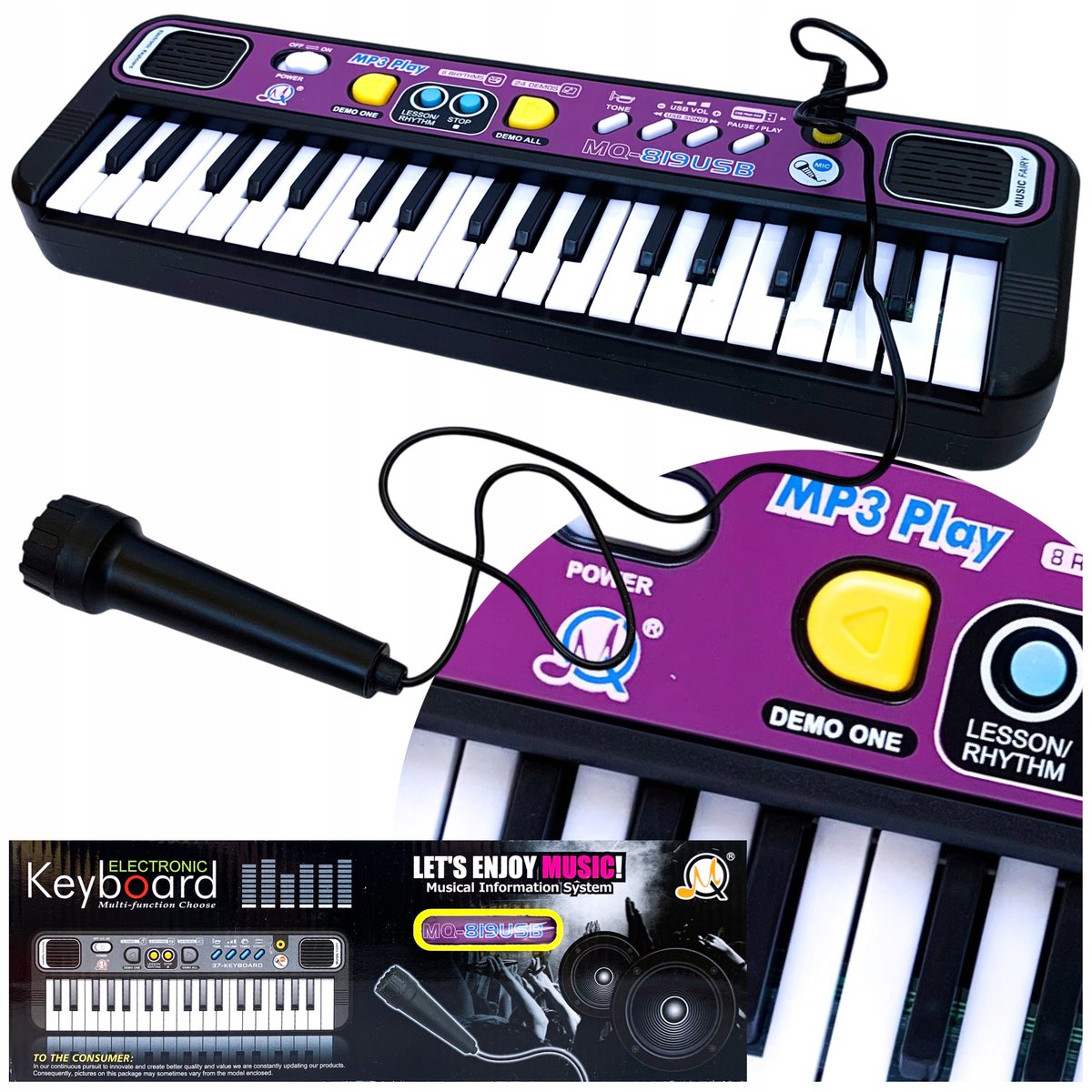 Pianinko na baterie dla dzieci grające melodie pianino z odtwarzaczem mp3
