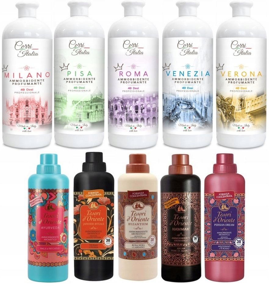 MEGA ZESTAW 10 PIĘKNYCH PŁYNÓW CORRI d`ITALIA oraz TESORI d`ORIENTE B