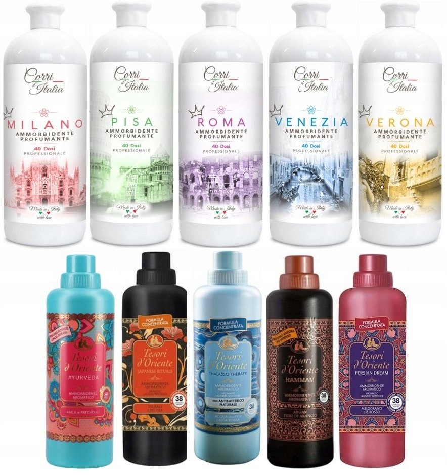 MEGA ZESTAW 10 PIĘKNYCH PŁYNÓW CORRI d`ITALIA oraz TESORI d`ORIENTE T