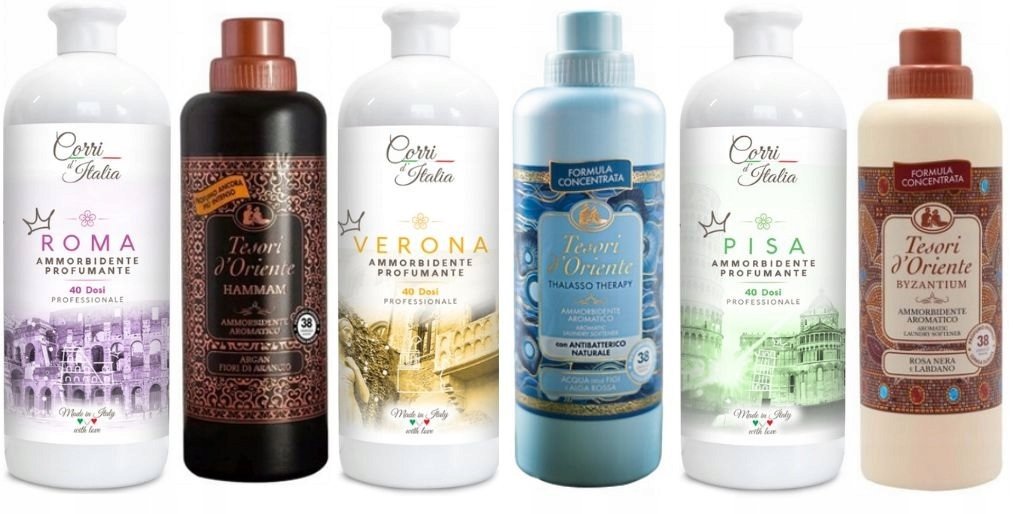 ZESTAW 6 PIĘKNYCH PŁYNÓW CORRI d`ITALIA oraz TESORI d`ORIENTE G