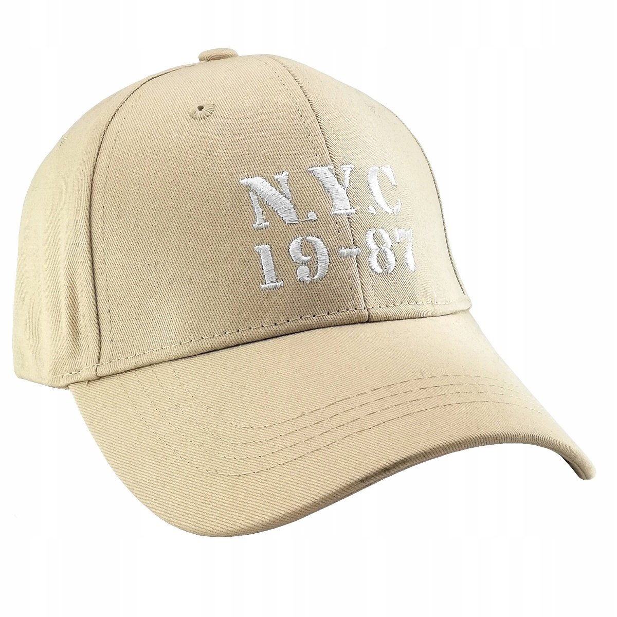 Czapka z Daszkiem Męska Damska Bejsbolówka Uniwersalna Regulowana Beżowa