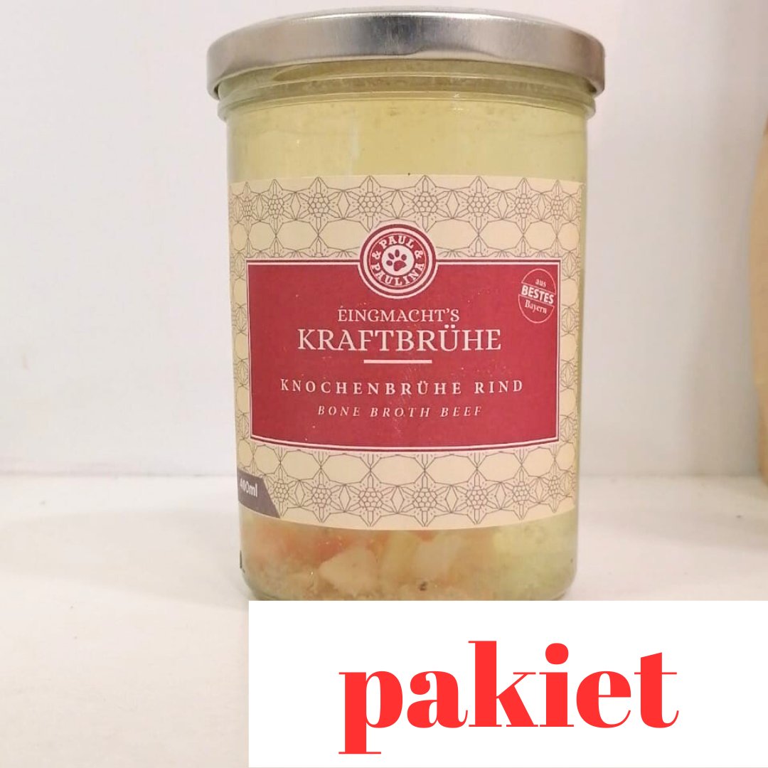 6 X BULION WOŁOWY Z WARZYWAMI GOTOWANY NA KOŚCIACH DLA PSA 400ML SUPERFOOD PAUL & PAULINA