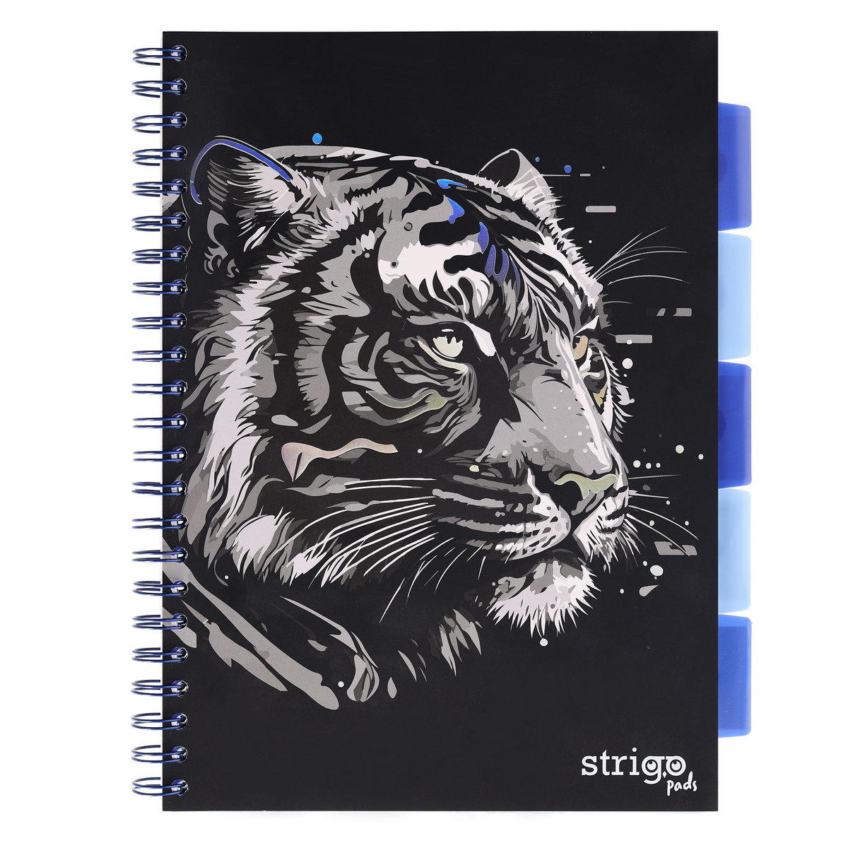 Kołozeszyt linia A4 100k przekładki czarny STRIGO PADS Project Book Tygrys