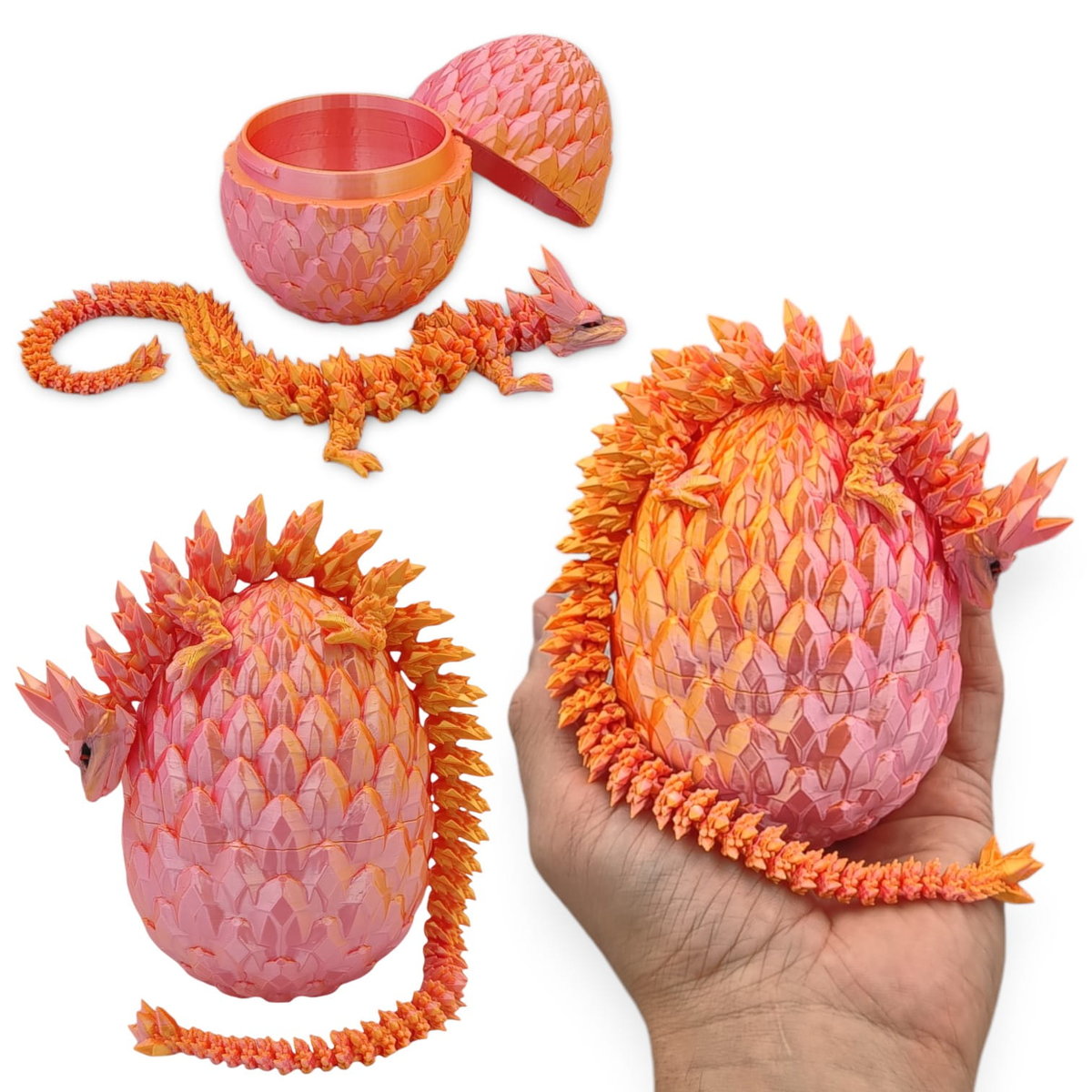 Kryształowy Smok Mini + Jajko, 30cm Długość, Figurka Przegubowa