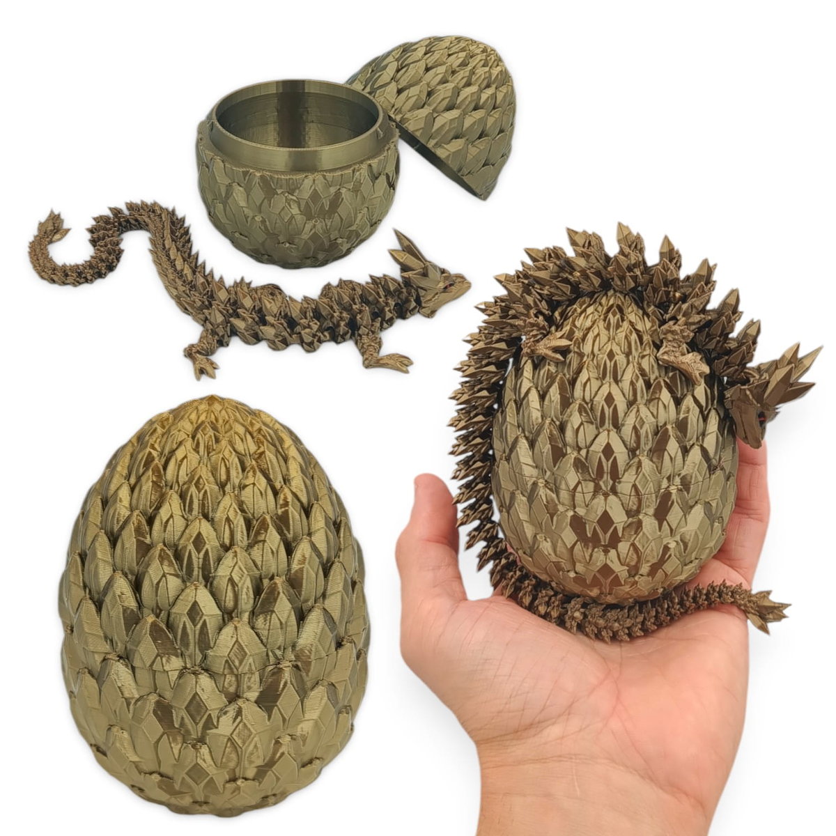 Kryształowy Smok Mini + Jajko, 30cm Długość, Figurka Przegubowa