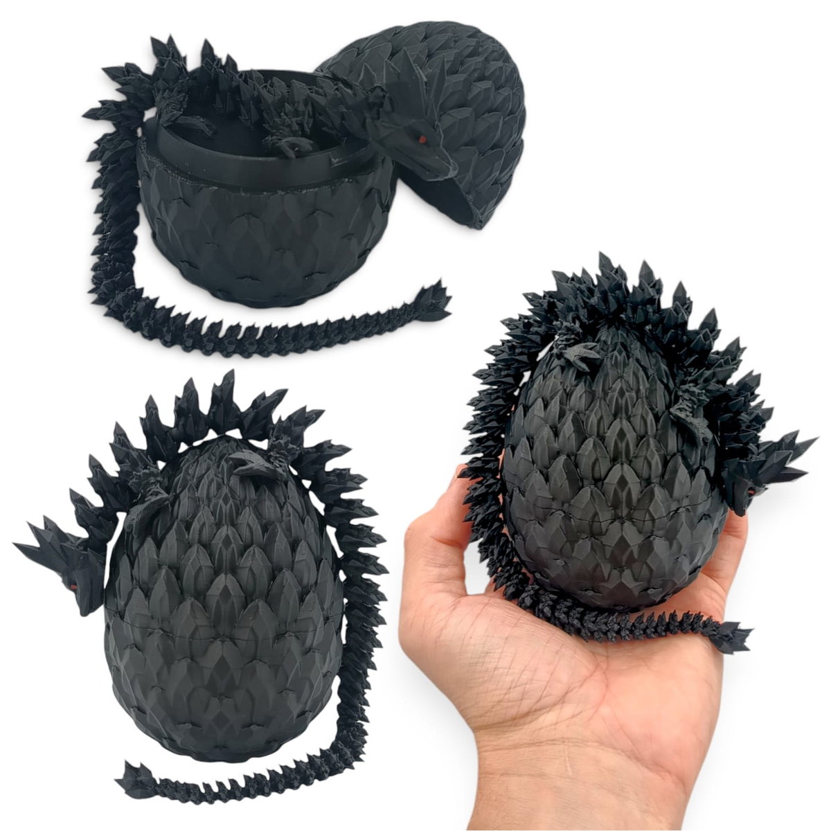 Kryształowy Smok Mini + Jajko, 30cm Długość, Figurka Przegubowa